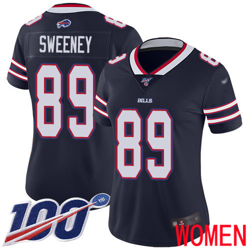 Women Buffalo Bills #89 Tommy Sweeney Limited Navy Blue Inverted Legend 100th Season NFL Jersey